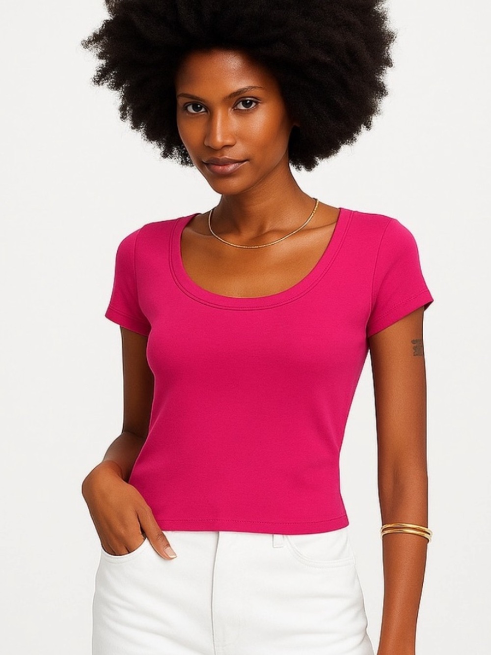 Madewell NWT (Re)generative Cotton Ribbed Scoopneck Tee Size Medium | Watermelon